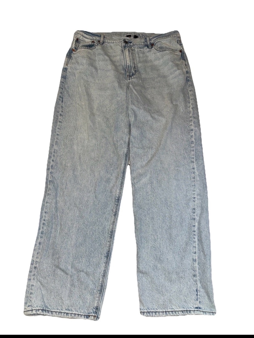 American Eagle Super High Rise Baggy Straight Jeans 16 Light